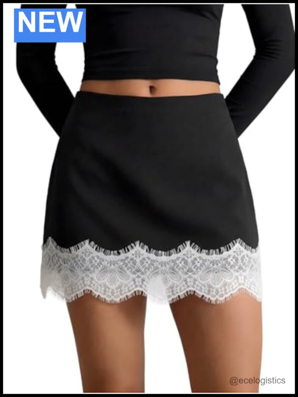 Women's Lace High Waisted Bodycon Mini Skirt Asymmetrical Hem